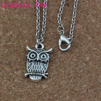 

24pcs / lot Zinc alloy CUTE WIZE OWL Charm Pendant Necklaces 18 inches Chains Jewelry DIY A-231d