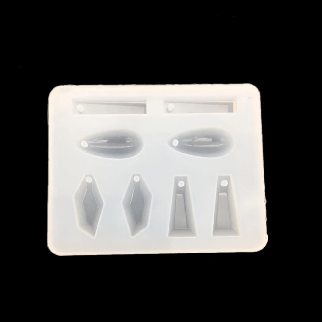 2x Geometric Shapes Silicone Mold Mould with Hole for DIY Crystal Resin Necklace Jewelry Pendant Earring Making Tool