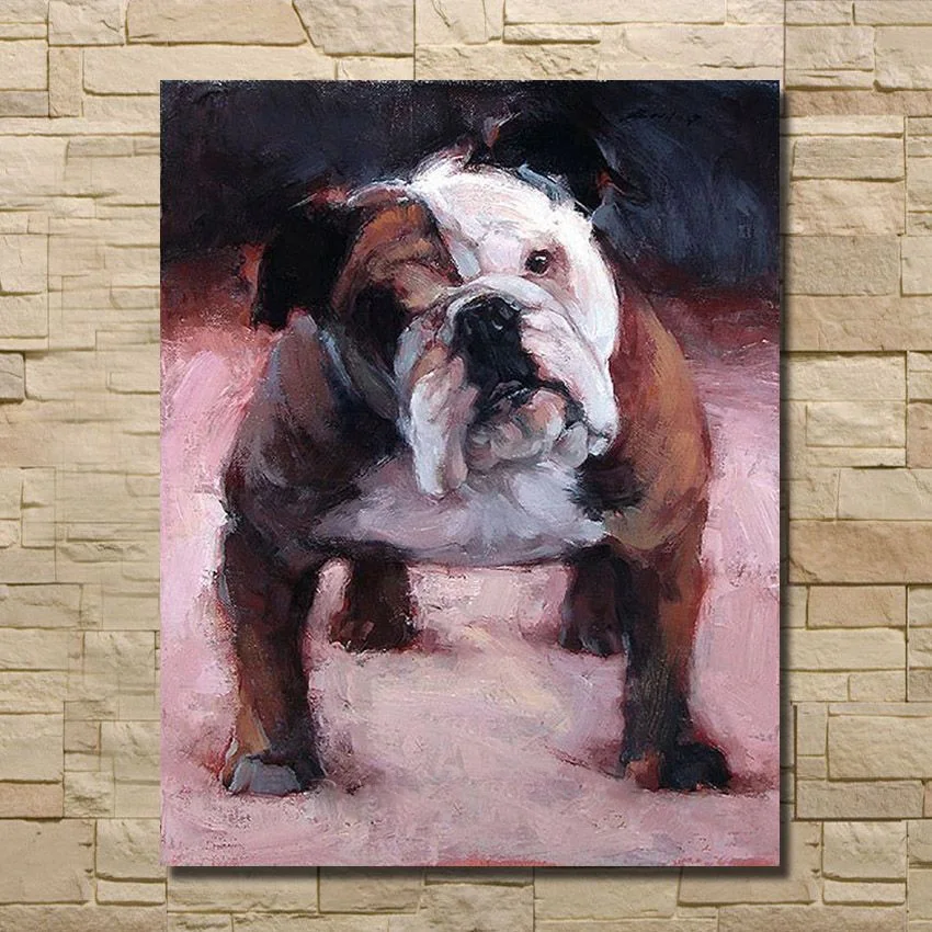 

Hand Painted English Bulldog Oil Painting Art Wall Pictures On Canvas Modern Home Decorative Art for Living Room no Framed