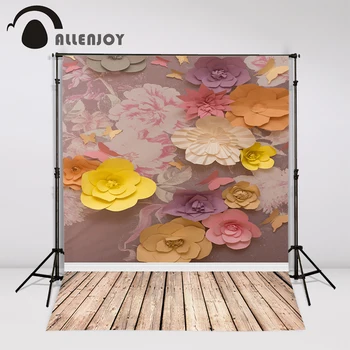 

Allenjoy photography background paper flowers retro 3D wood fantasy props for newborn computer printing backdrops