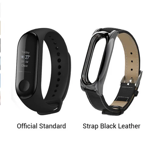 Add leather Black xiaomi mi Band 3 mi band 3 Водонепроницаемый умный Браслет Пульс xiaomi mi band 3 OLED xiaomi mi 3 браслет - Цвет: Add leather Black