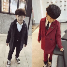 3 sets of children’s clothing winter boy’s 2019 winter new product plus cotton woolen long coat vest pants three-piece