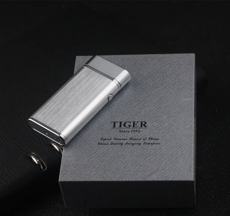 Tiger брендовая плазменная USB Зажигалка для деловых мужчин стиль Cigaratte ветрозащитная электрическая зажигалка Бесплатный лазерный логотип