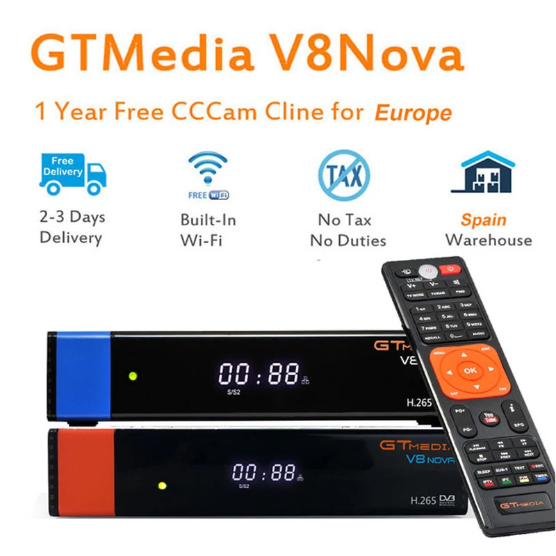 GTMedia V8 Nova DVB S2 Freesat спутниковый ресивер H.265 встроенный WIFI + 1 год Европа Испания