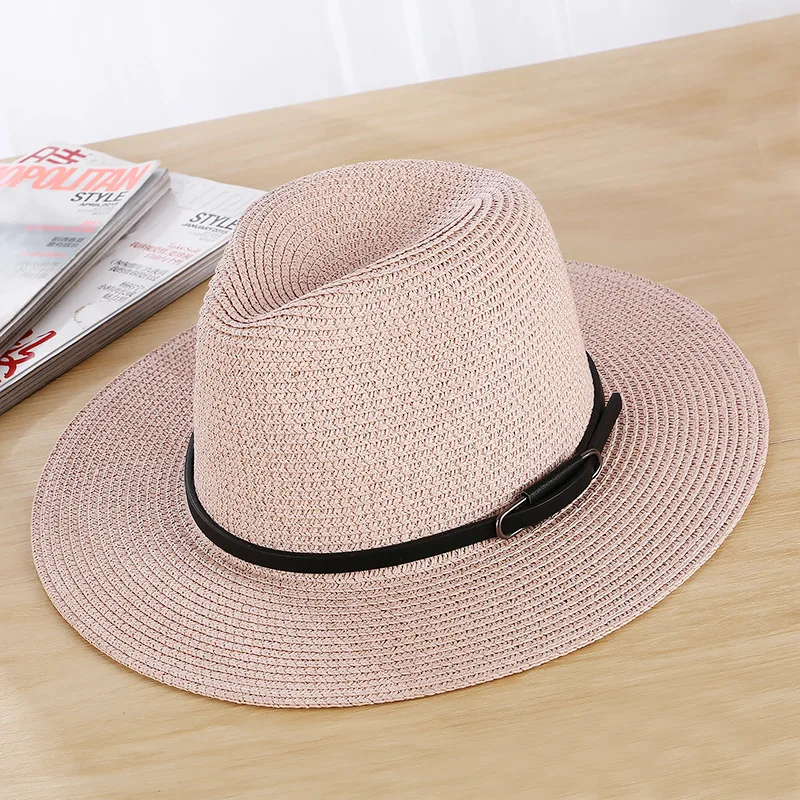 Летние шапки для мужчин и женщин, соломенная шляпа с широкими полями, пряжка на ремне, Плайя Панама, шляпа от солнца, шляпа для мужчин и женщин, джаз