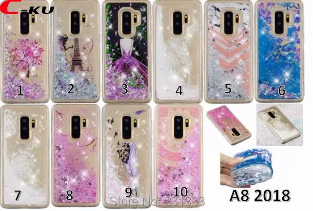 

C-ku Liquid Quicksand Glitter Soft TPU Case For Samsung Galaxy S7 EDGE S8 PLUS S9 A8 J6 2018 EU A6 Girl Feather Skin Luxury 1pcs