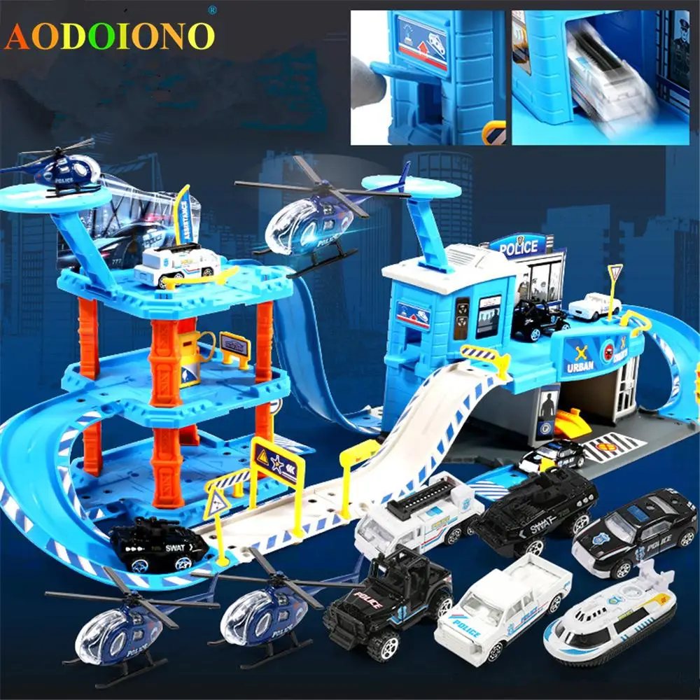 3D гоночный трек автомобиль игрушка сборная железная дорога автомобиль образовательная парковка/пожарная команда/полицейский участок/строительная машина игрушка