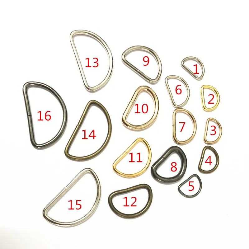 

Metal Dee D ring buckles Half Round Clasp NonWelded Semi ring DIY bag webbing strap Leather Craft Sewing 30pcs