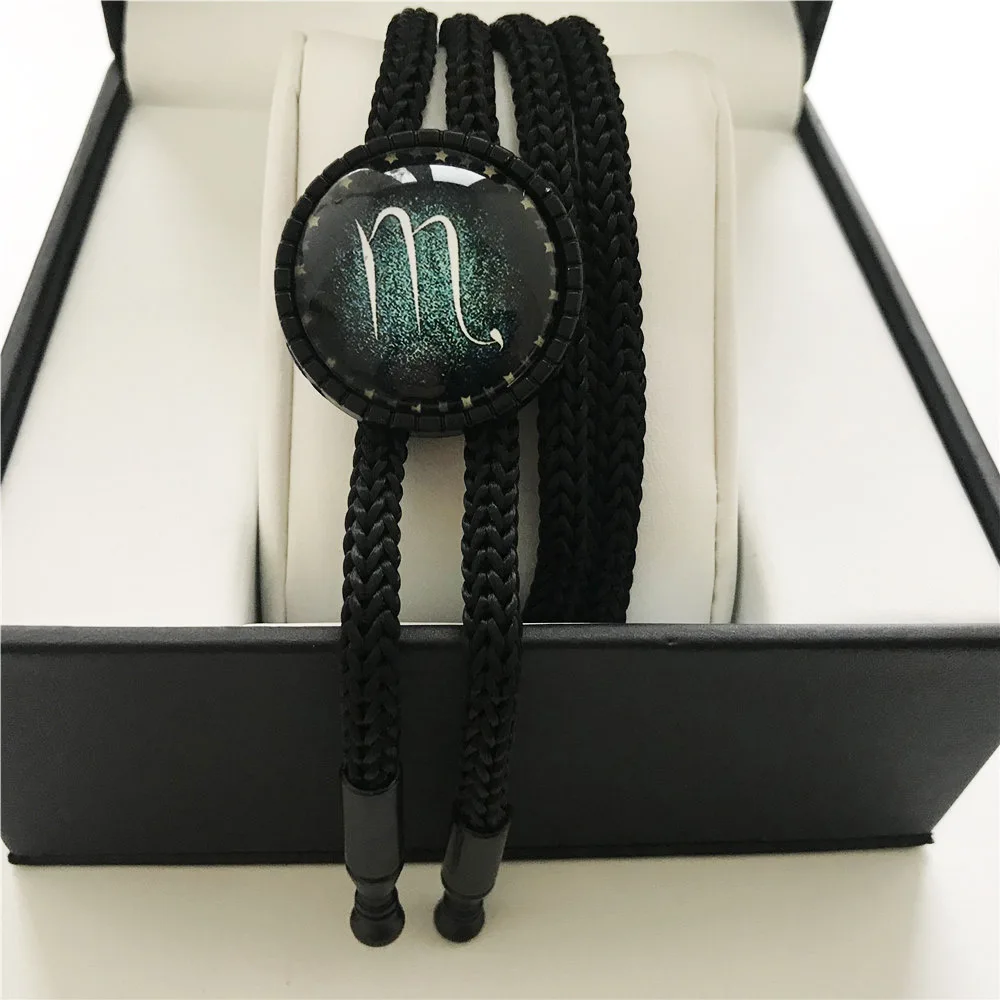 

Scorpio 12 Constellation Star Zodiac Sign Bolo Tie Men Lady Unisex Fashion Jewelry Bow Ties Neck Wear Office Clothing Necklace