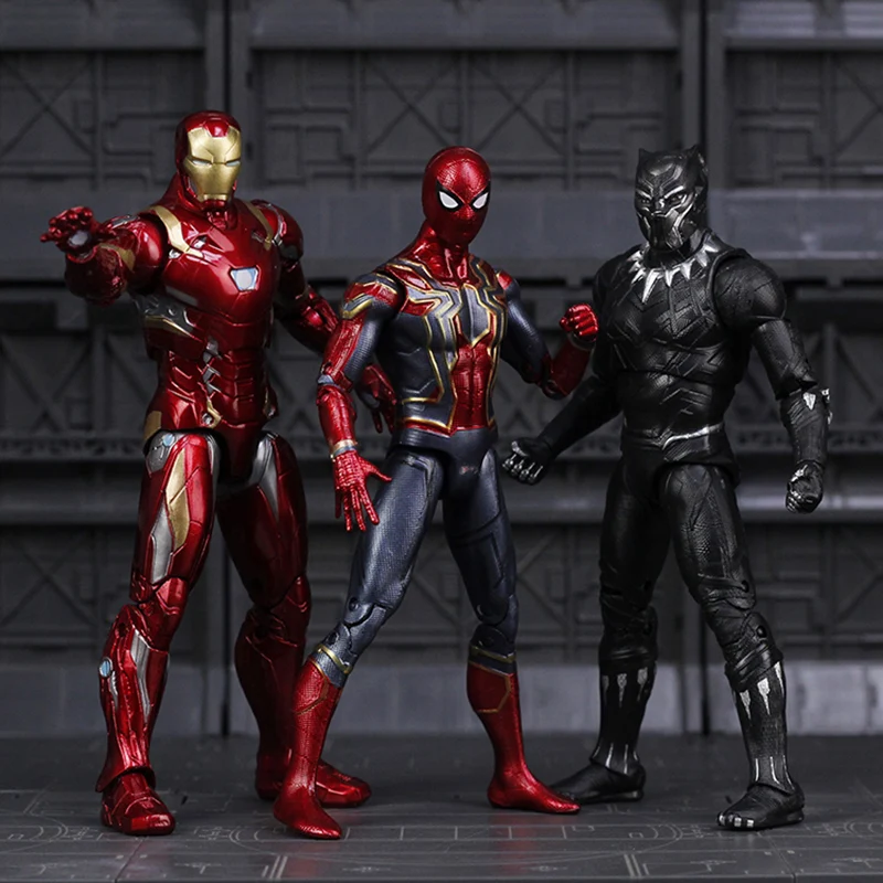 

18cm Avengers Infinity War Iron Spider Captain American Figure Spiderman Black Panther Iron Man Action Figure toy gifts