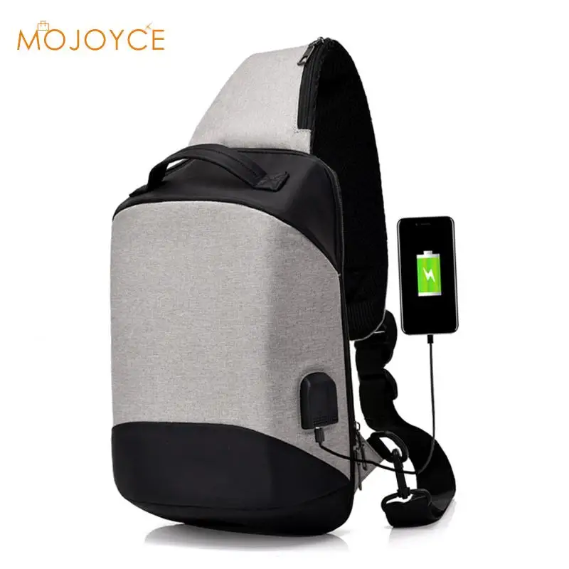 

2018 Fashion Men Chest Bag Computer Anti-theft Bags Male Bag USB Cable Crossbody Pack for Teenage USB Canvas Shoulder Handbag
