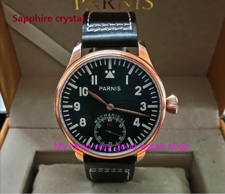 

Sapphire crystal Blue luminous 44mm parnis Black dial 6498 / ST3621 Mechanical Hand Wind movement men's watches 314A