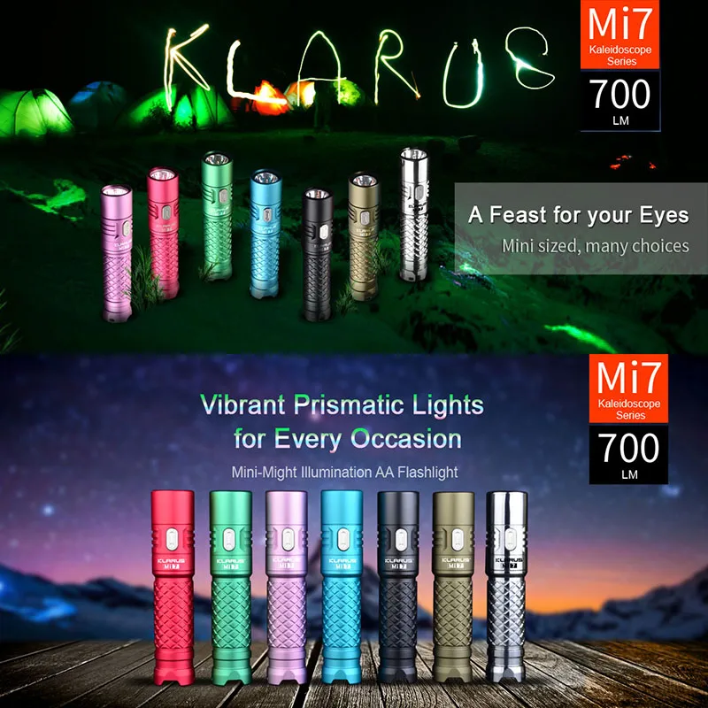 Klarus Mi7 IPX8 Мини светодиодный EDC фонарь с питанием от батареи AA/4500 CREE XP-L HI V3 лампа 700 люмен фонарь интеллектуальный индикатор