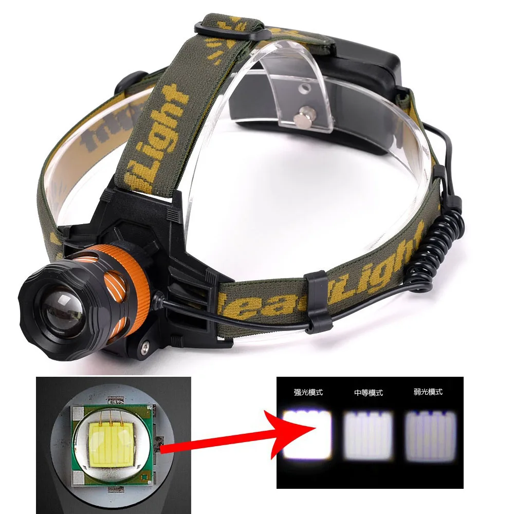 Масштабируемая головная лампа Cree XM L T6 led 2500LM перезаряжаемые фары лампы + 2x18650