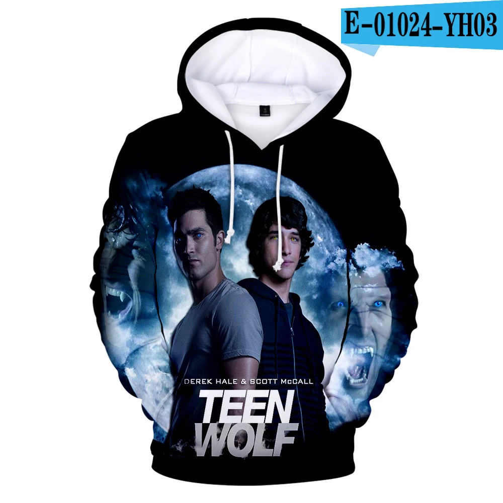 Fashion Teen Wolf Hoodies Derekhale 3D Print Sweatshirts Teen Wolf Men/Women Black Unisex Tops 4XL - Цвет: 3D hoodies