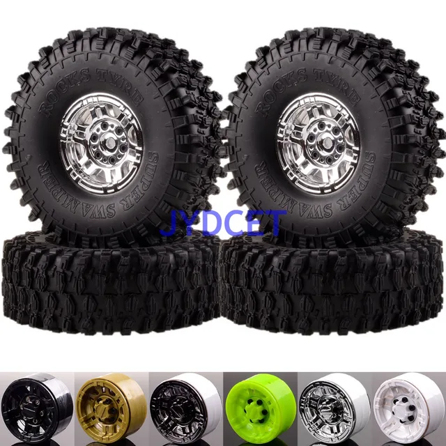 Cheap 4pcs Rock Crawler Beadlock Wheel Rims 120mm Super Swamper Tyre For 1/10 RC Off-Road CC01 D90 SCX10 HSP Himoto Redcat Racing