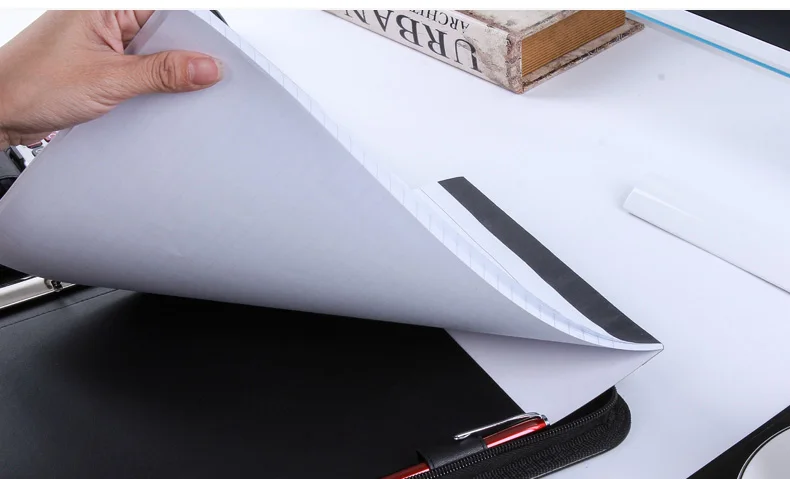Высокоуровневая искусственная кожа папка для документов формата А4 с застежкой-молнией с кольцом для блокнотов бумаги 1201A