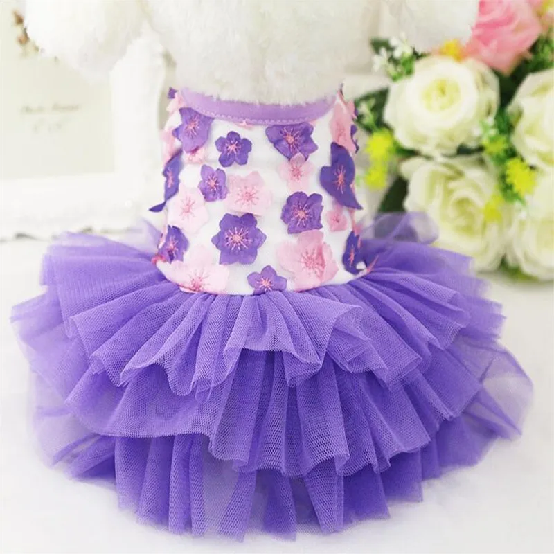 Новые роскошные Щенок платье принцессы цветок собачка котенок юбка костюм праздника Одежда Рубашка для собака, кошка + быстрая доставки