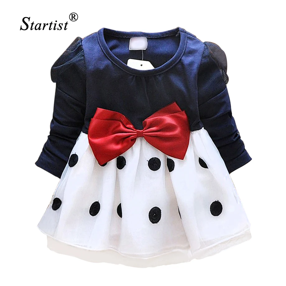 

Newest Autumn Grils Baby Dresses Spring Long Sleeve Bow Baby Princess Dress Clothing Infant Baby Birthday Tutu Dress Promotion