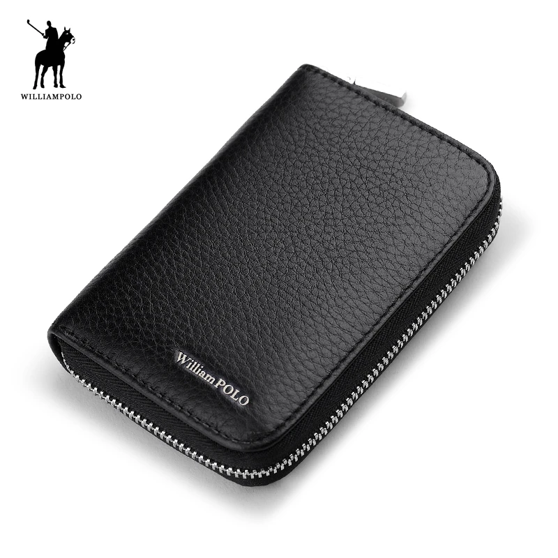

WILLIAMPOLO Brand Hot Sale Genuine Leather Unisex Card Holder Wallets Male Credit Card Holder Pillow Purse PL255