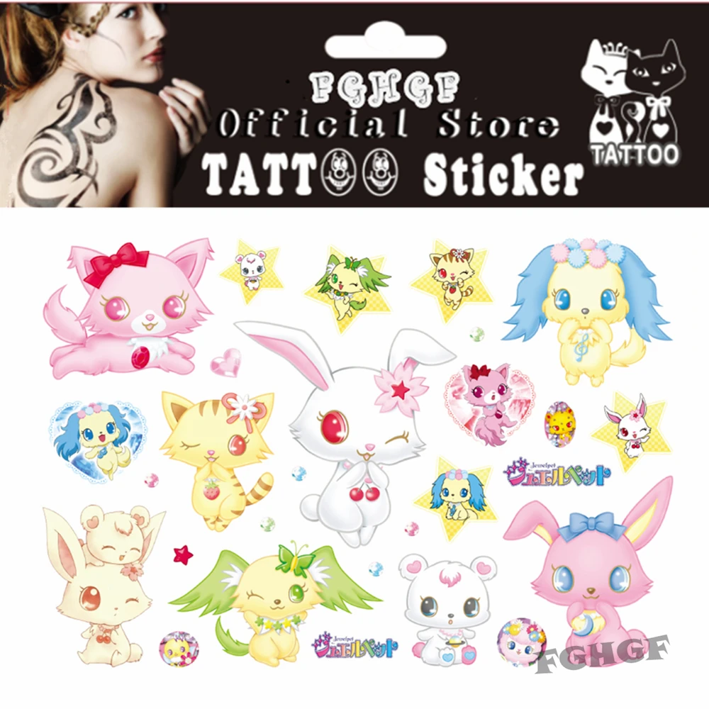 FGHGF 10PCS/lot Gem Rabbit Child Temporary Body Art Flash Tattoo Sticker 17*10cm Waterproof painless tattoo | Красота и здоровье