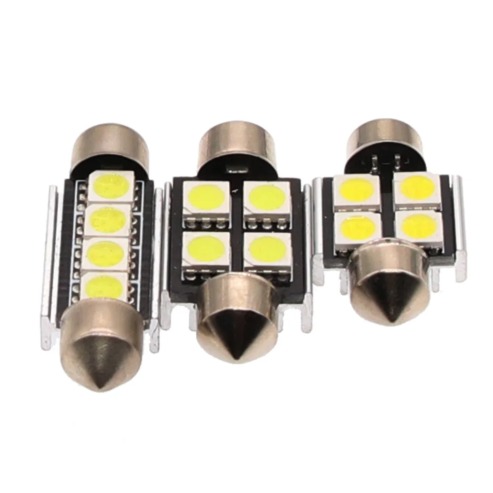 10 Pcs White CANBUS Error Free 31mm 36mm 39mm 5050 C5W Festoon 4SMD 12v Car Interior Bulb License Plate Light | Автомобили и