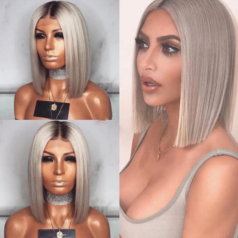 gray bob lace wig