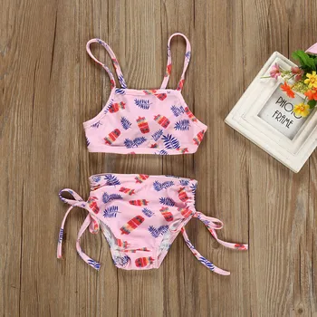 

Children Swimwear for Girls Polyester Two Pieces Swimsuit Bathing Suit Bikini Beach Summer Bowknot Swimsuits Clothes 2-7Y L0604