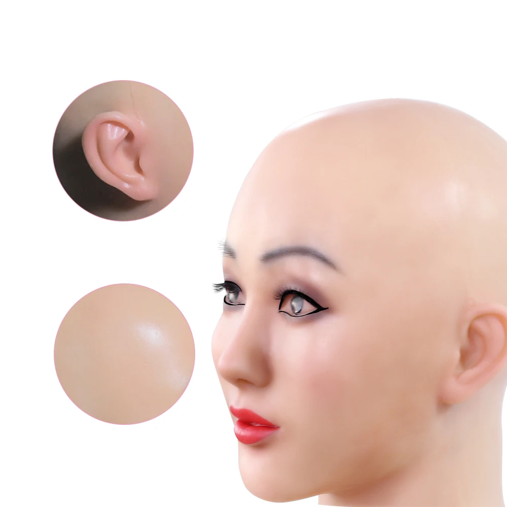 KOOMIHO Special Soft Silicone Realistic Female Head Mask Crossdress Cosplay Mask Transgender Halloween Mask Drag Queen 1G