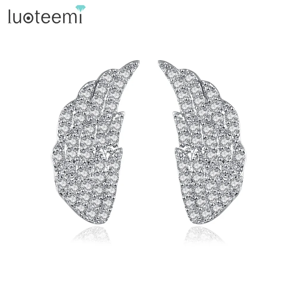 

LUOTEEMI New Cute Brincos Brilliant Elegant Leaf Small Stud Earrings for Women Earring Fashion Jewelry Ohrringe Boucle D'oreille