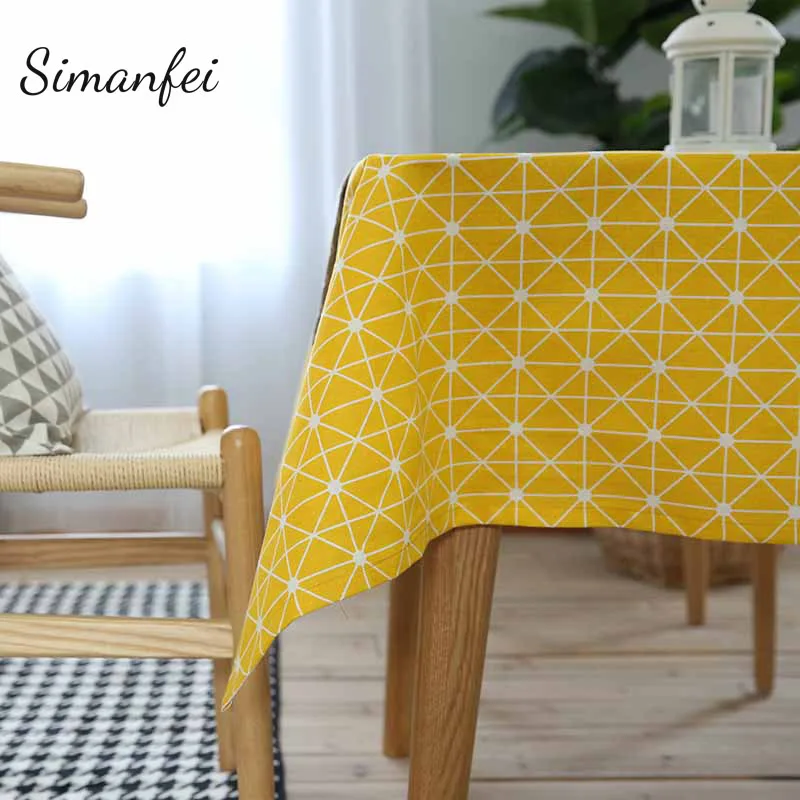 

Simanfei TableCloth 2017 New Fashion Yellow Geometric Rectangular Pattern Rural Universal cloths Decorative Table Cover Hot Sale
