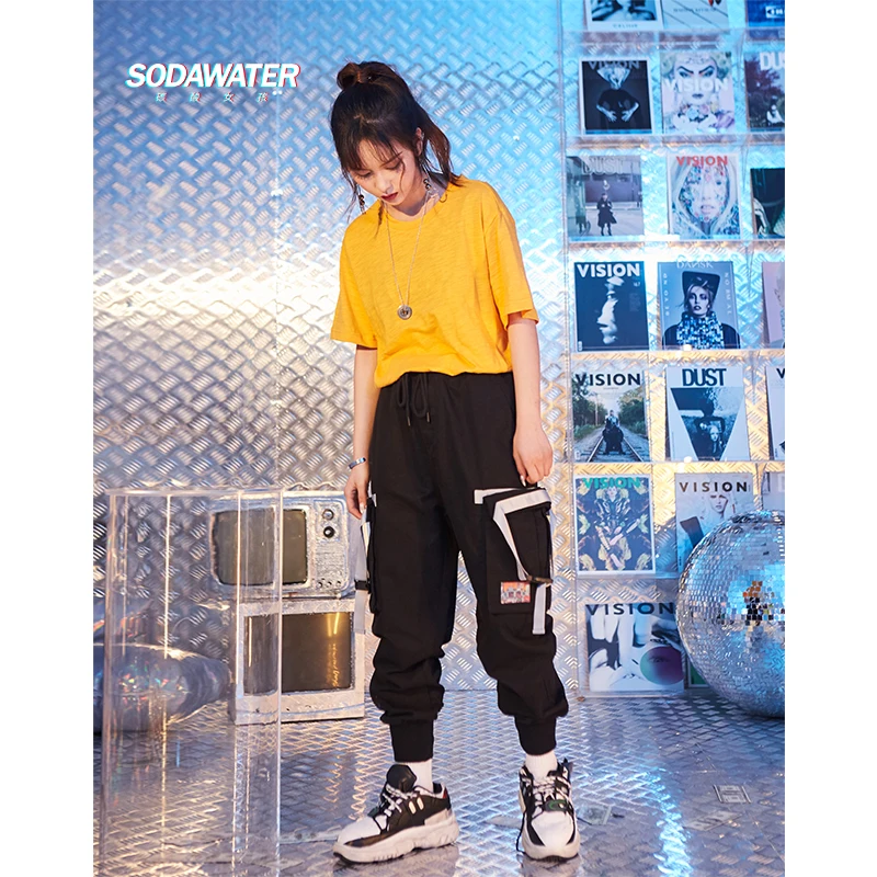 SODAWATER Girl Streetwear Black Jogger Pants Women Pockets Jogger Pants 100% Cotton Loose Jogger Pants Woman Casual Pants 9323S SODAWATER Girl Streetwear Black Jogger Pants Women Pockets Jogger Pants 100% Cotton Loose Jogger Pants Woman Casual Pants 9323S
