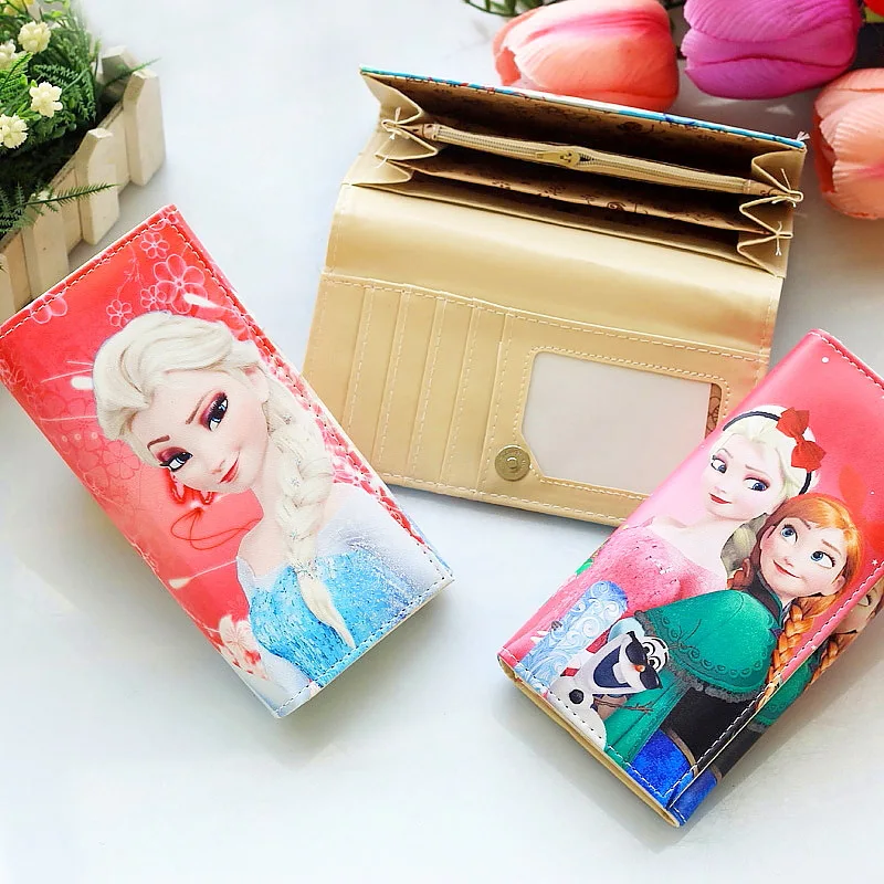 

Disney cartoon princess Frozen Elsa and Anna wallet cute student lady storage coin PU purse Sophia holder card