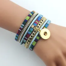 5 цветов Новое поступление Женская обувь в этническом стиле с многослойным покрытием ткань 18/20 мм золотая металлическая кнопка браслет на магнитной застежке 041115