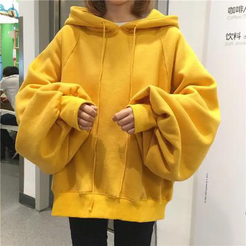 Женская толстовка с рукавами-фонариками Harajuku Повседневная Свободная Толстовка