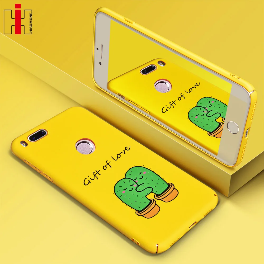 Hisomone милый чехол для телефона Xiaomi mi A1 5X мультфильм Кактус Pattern Жесткий ПК желтый