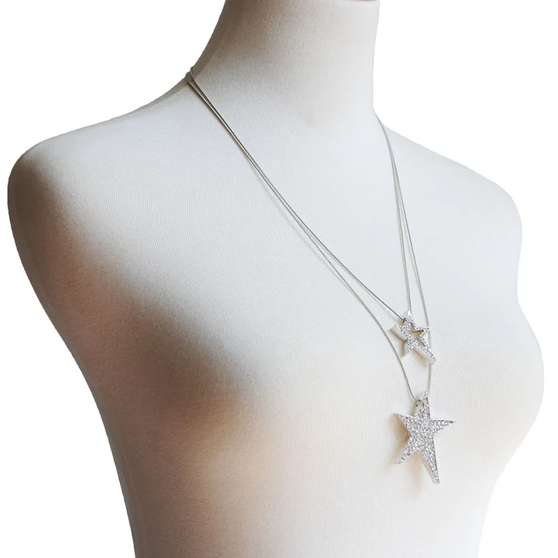 Модное ювелирное изделие, серебряное пятиконечное ожерелье с подвеской в виде звезды для женщин, длинное ожерелье в стиле хип-хоп, панк