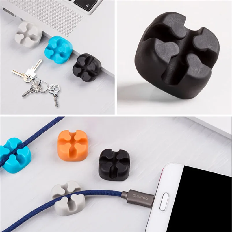 5PCS Cross Silicone Cable Hanger Wire Desktop Organizer Winder Management Headphone Cord Holder For iPhone Storage Decor 40MR2607