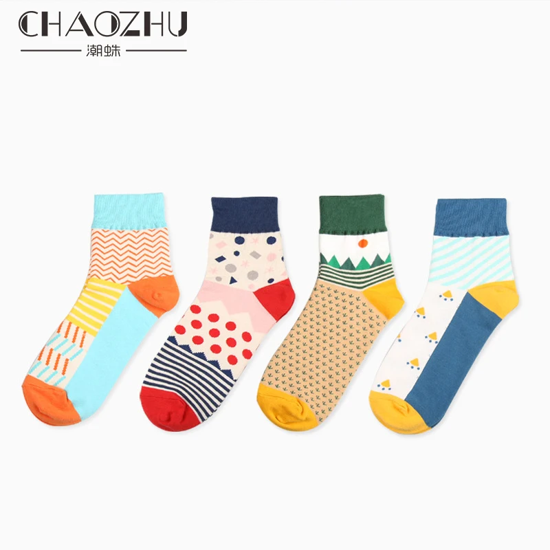 CHAOZHU New Creative Illustration Romantic Couple Socks Cotton Knitting