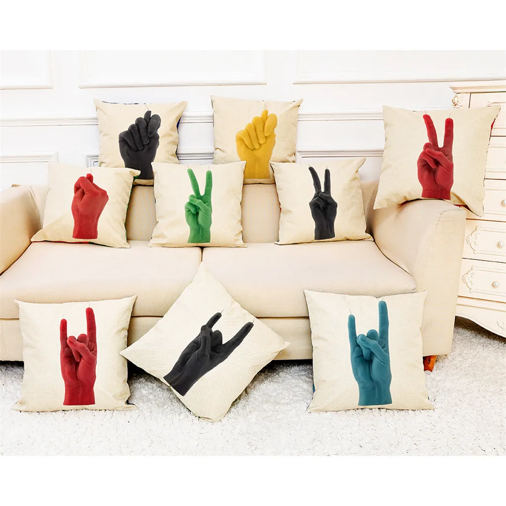 

ISHOWTIENDA Home Decoration Cushion Cover Gesture Candle Throw Pillowcase Pillow Covers