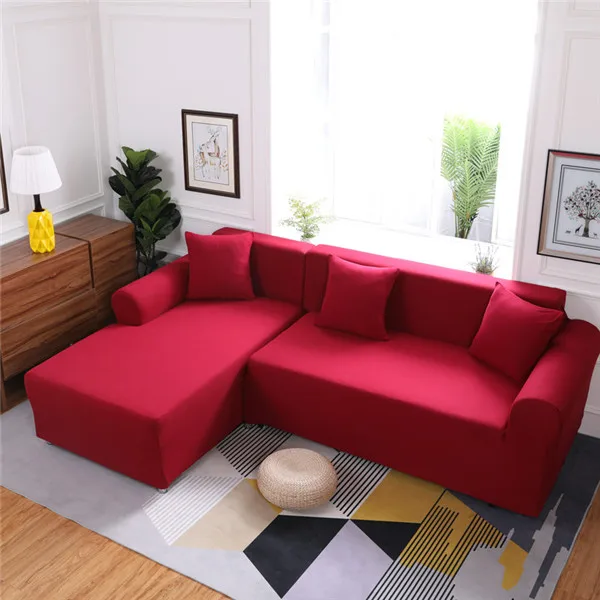 Одноцветные чехлы для диванов для гостиной нужно купить 2 шт. чехлы для диванов L форма секционный угловой диван Чехол для диванов набор - Цвет: Red