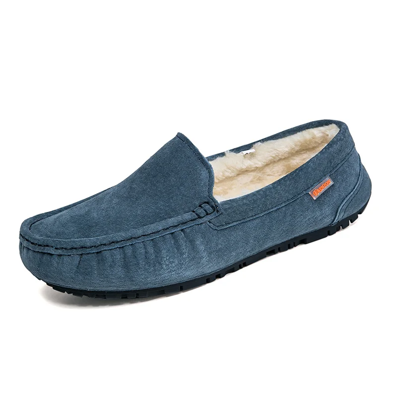 CEOXEAGLE/модные зимние теплые стильные Мягкие Мокасины; мужские лоферы; Высококачественная обувь из натуральной кожи; мужская обувь на плоской подошве; обувь Gommino для вождения - Цвет: BLUE