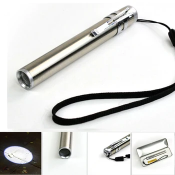 

100pcs/lot Round Moon Shape Light Mini LED Flashlight XML CREE Keychain LED Flashlight Torch with AAA Battery + Metal Box