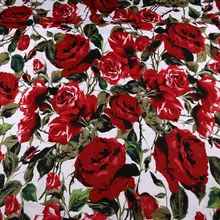 100X150 см модные Подиумные красные розы белые хлопковые ткани для девушек и женщин летние платья рубашка брюки Швейные DIY-AF330