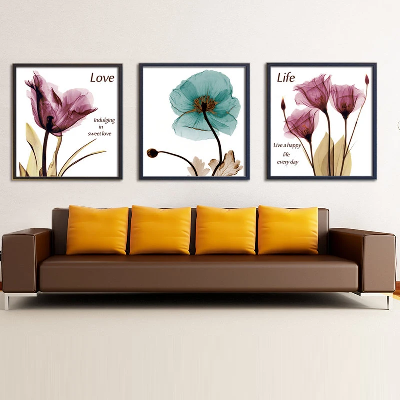 Needlework 5d Diamond Painting Cross Stitch Flowers Plant Tulip Diamond Embroidery Triptych Round Diamond Mosaic Picture