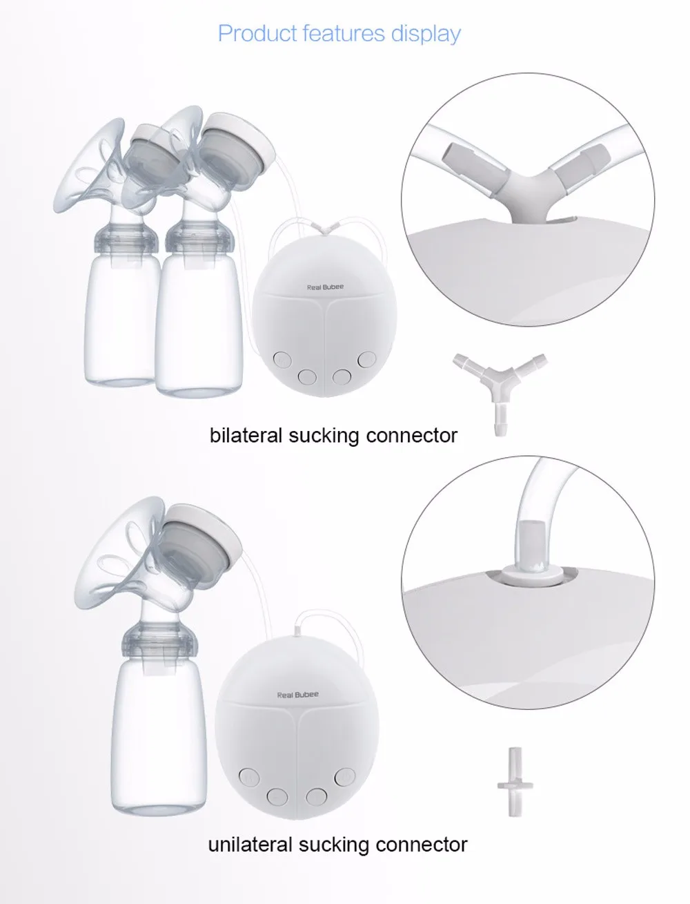 Реальный Bubee одиночный/двойной Электрический молокоотсос с молочной бутылкой для младенцев USB BPA free мощные молокоотсосы для кормления детей