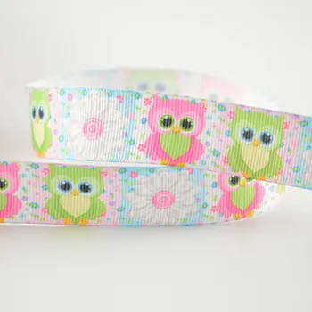 

100% polyester printed grosgrain ribbons cute cousins owls designs 7/8" 22 mm width for gifts clothing accessories decoration
