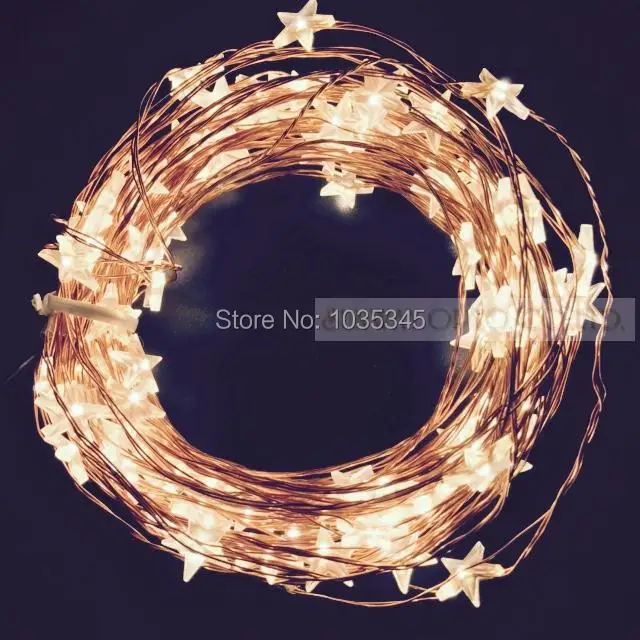 

10M 100LED Star Copper Wire String Lights LED Fairy Christmas Lights Wedding decoration Lights Plug In Adapter Included