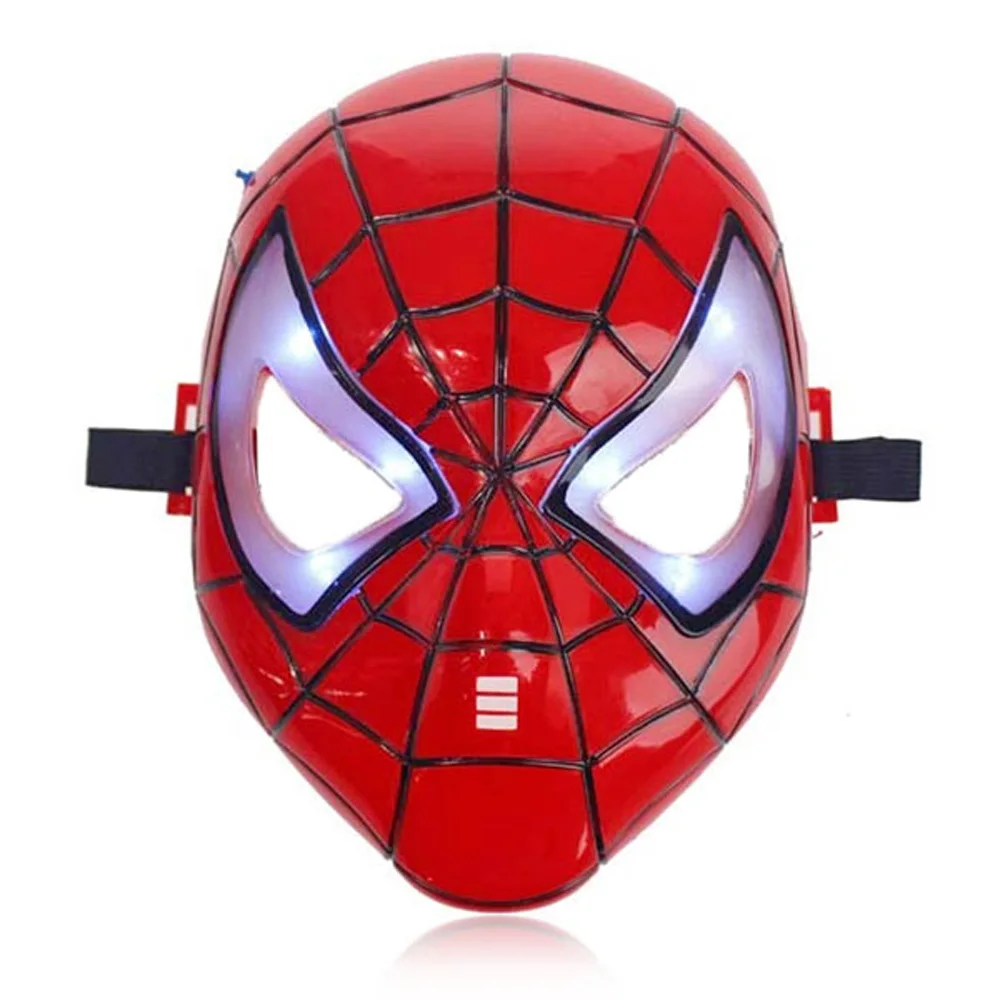 Детская мультяшная маска Человек-паук игрушка светящаяся с лампой маска Человек-паук светодиодный светящийся супергерой светильник на Хэллоуин маска Человека-паука