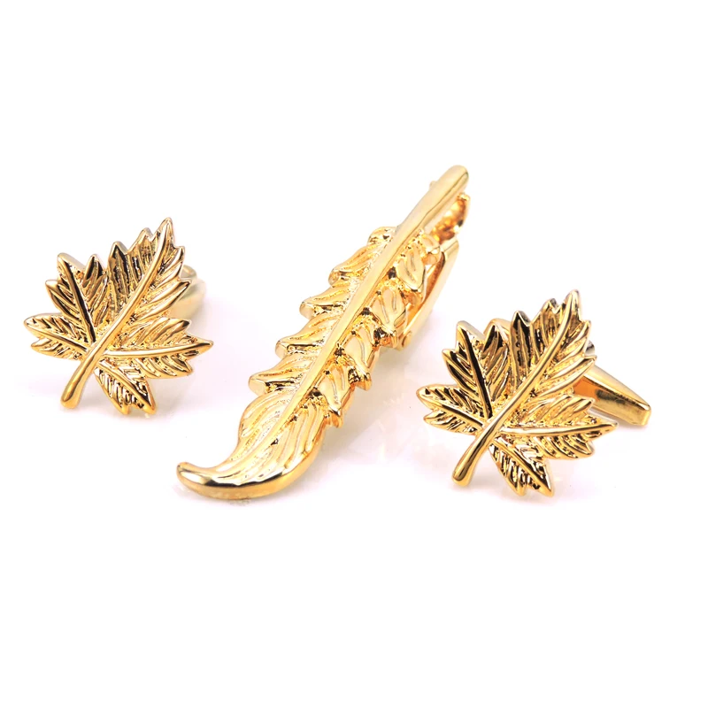 

The design style of high quality men's clothing brand Cufflinks tie clip gold leaf tie clip, fashion, free delivery